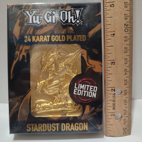 Yugioh Stardust Dragon Metal Card 24k Gold Plated Ingot Limited Edition Official - Picture 3 of 5